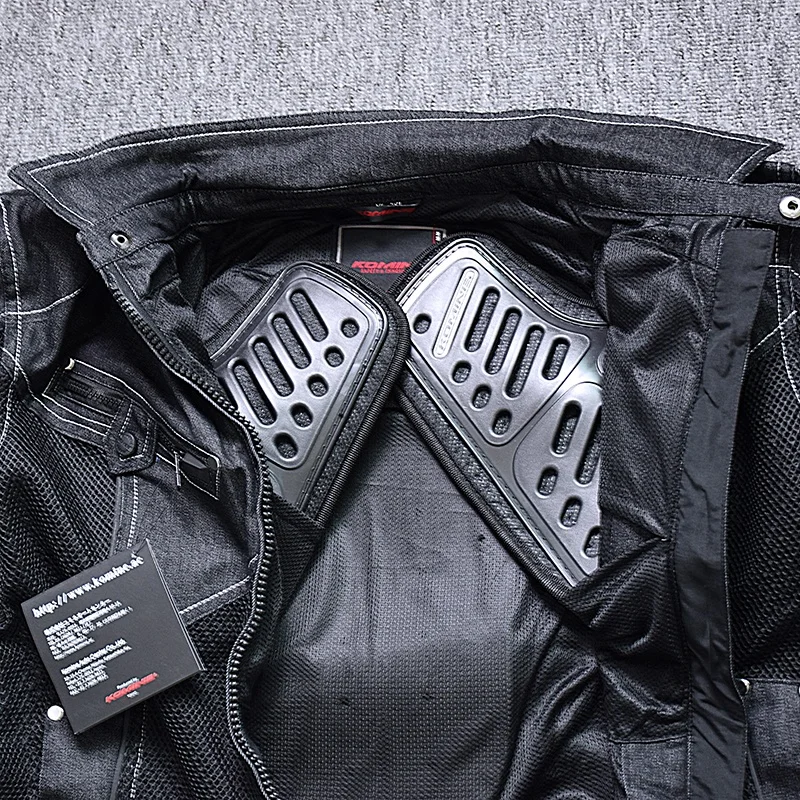 
SSPEC Men Moto Clothing Komine JK-006 Motorcycle Jacket Breathable Mesh Riding Racing Motocross Denim Jacket With Protector Pads 
