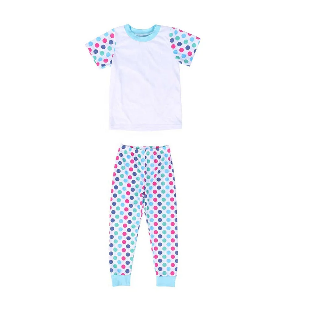 

Free Shipping 100% cotton Monogram Polka Dot Kid Easter Pajamas, White