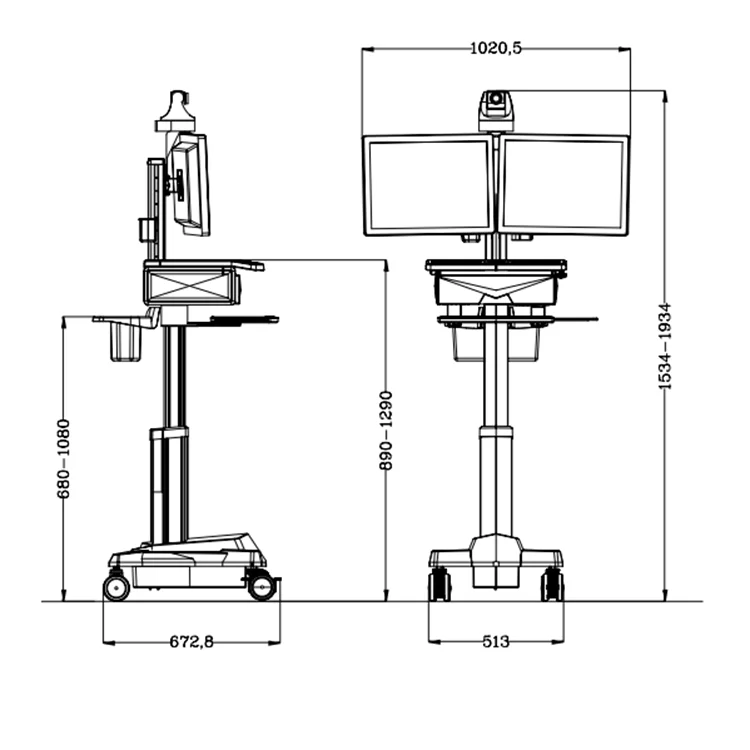 
Best quality telemedicine System Cart,support two dual display and monitor 