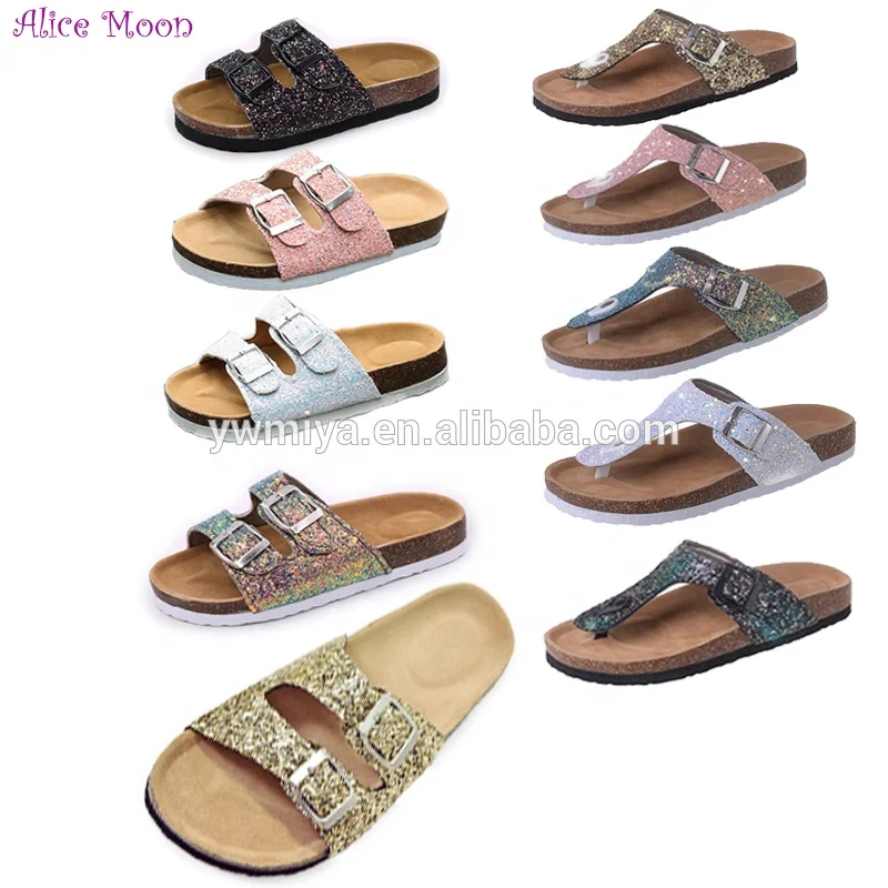 

AM-678 Latest Hot selling Alice Moon In stock ladies buckle sandals wholesale sequined beach flip flop for kids & women, Picture show , squine colors