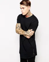 Free Shipping Fashion Long Size T-Shirt Short Sleeve Men T Shirt  With Zip Summer Style Tops & Tees