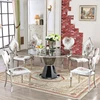 Round royal mirror glass stainless steel dining table set
