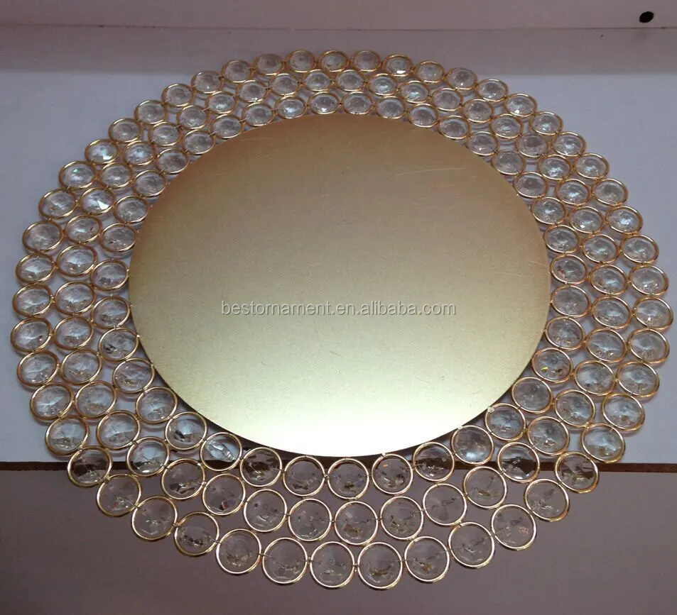 Gold Charger Plates With Crystal Beads Buy Wedding Charger Plates