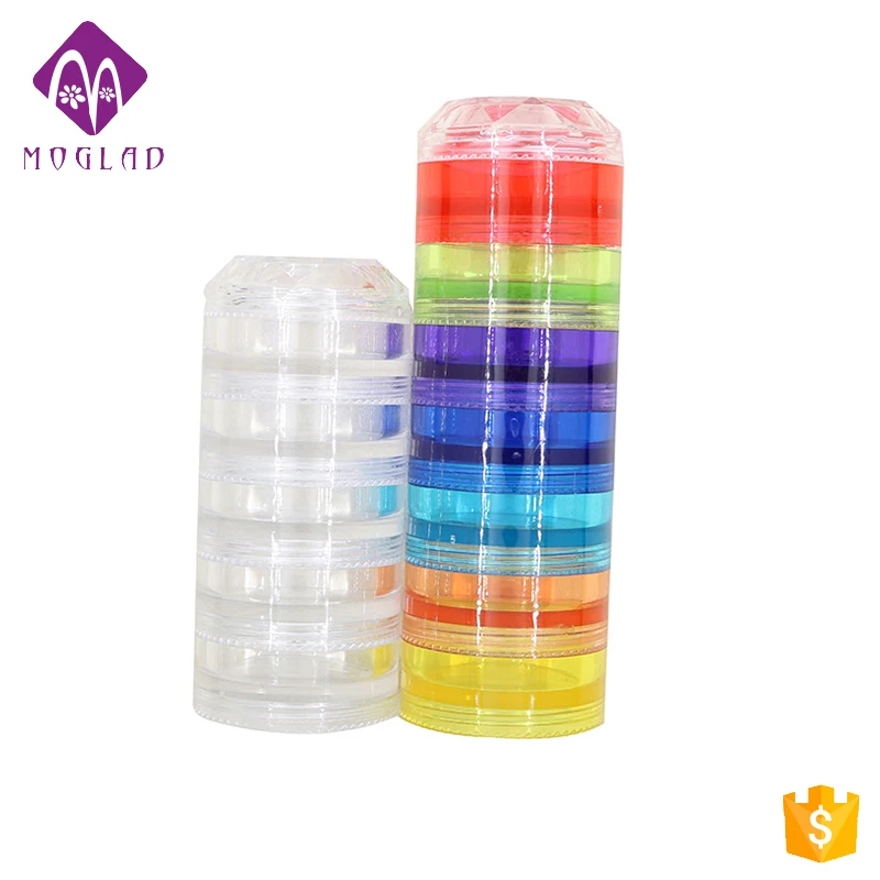 

Nail Tools 12 Jars Transparent Colorful Round Jewelry Receive Box, Transparent color