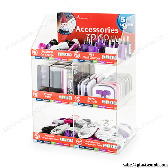Retail Store Counter Top Display Case For Cell Phone Accessories