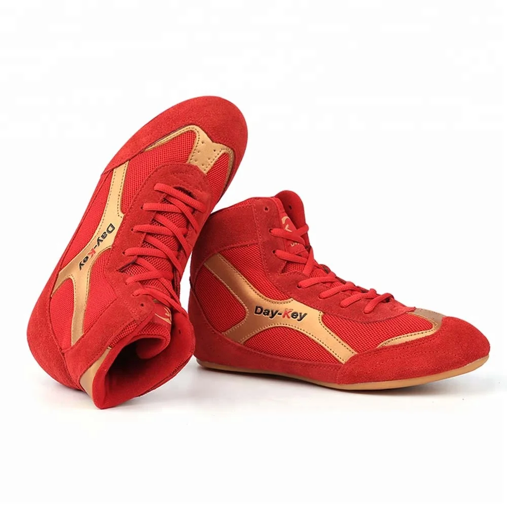 

Wholesale Chinese Kundfu Men's Wrestling Boots Shoes, White red blue