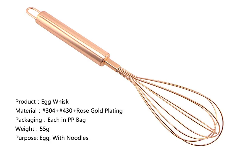 Rose Gold Plating Kitchen Egg Whisk