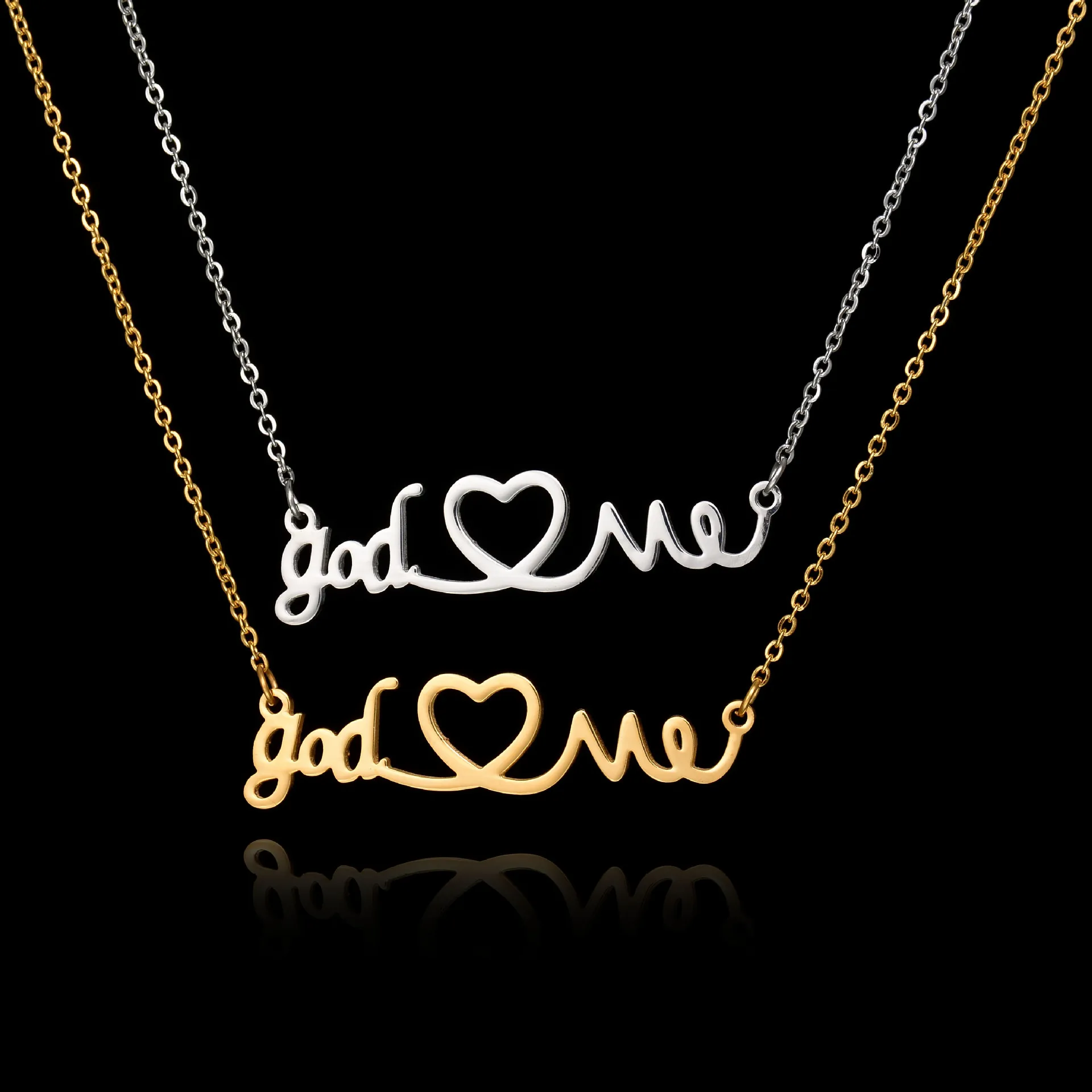 hot selling letter pendant necklace stainless steel god love me