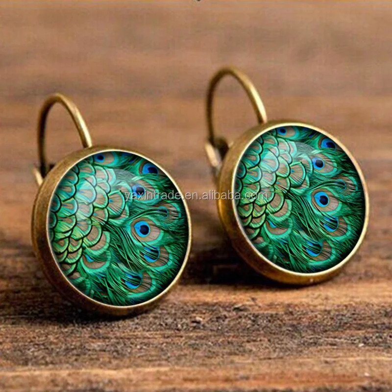 

Alibaba com Hot sale mandala jewelry women fashion earrings vintage peafowl feather glass earring