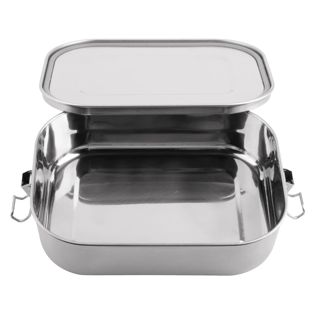 

NI001 Reusable Food Lunch Box 1400ml Buckle Hook Silicone Seal Ring Leak Proof Lunch Box Stainless Steel
