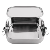 

NI001 Reusable Food Lunch Box 1400ml Buckle Hook Silicone Seal Ring Leak Proof Lunch Box Stainless Steel
