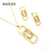 Cheap Stainless Steel 18k Gold Plated Rectangle Crystal Jewelry Set Mexico Hot Sale