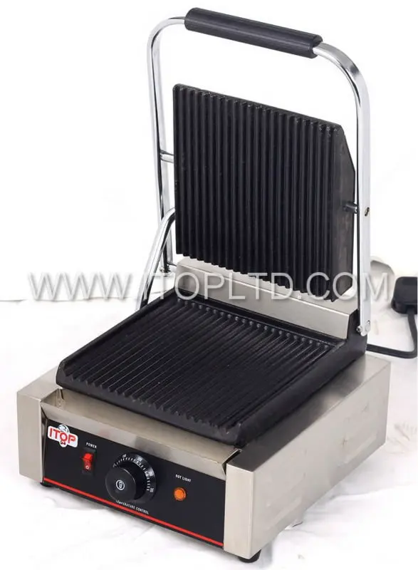 1800W Cast Iron Non-Stick Plate Electric Contact Grill High Quality Panini Sandwich Maker for Outdoor Household and Car Use
