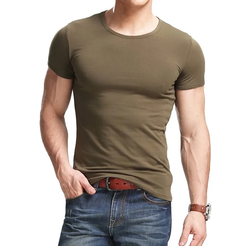 2017 New Fitting Men T Shirt 95 Cotton 5 Spandex Soft Short Sleeves ...