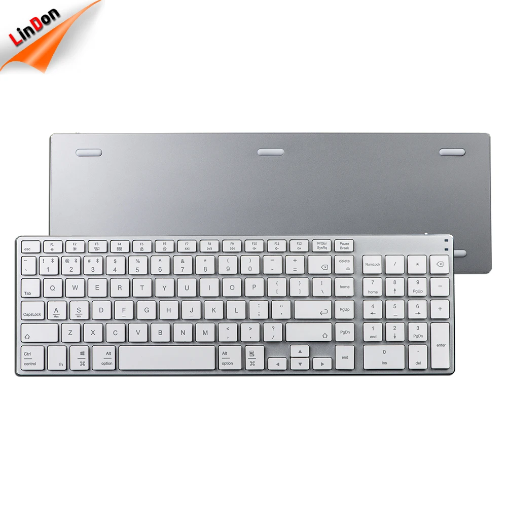 Ultra Slim Aluminum Alloy Wireless Bluetooth Keyboard for Apple, Tablet PC, Desktop, Smartphone with bcm20730 Chipset