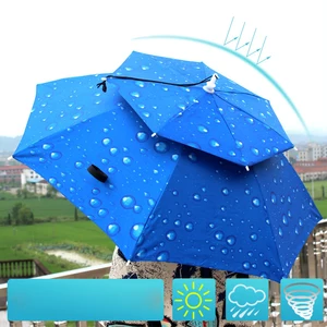 Image of Double Layer Folding Vented UV Protection Waterproof Parasol for Cycling Hiking Camping Outdoor Recreation Fishing Umbrella Hat