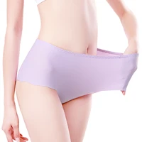 

High waist large size women underwear ice silk seamless sexy girls panties