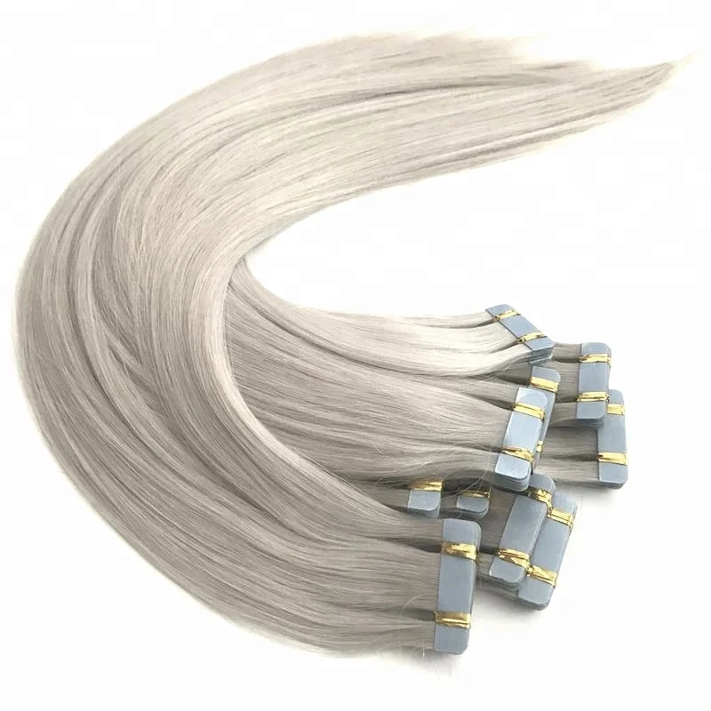 

Best Selling Remy Tape Hair 100% European Hair Tape In Human Hair Extensions Gray Color 100g/40pieces