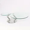 New designed original round glass click moving coffee table with full circle rotation 360 made in Foshan