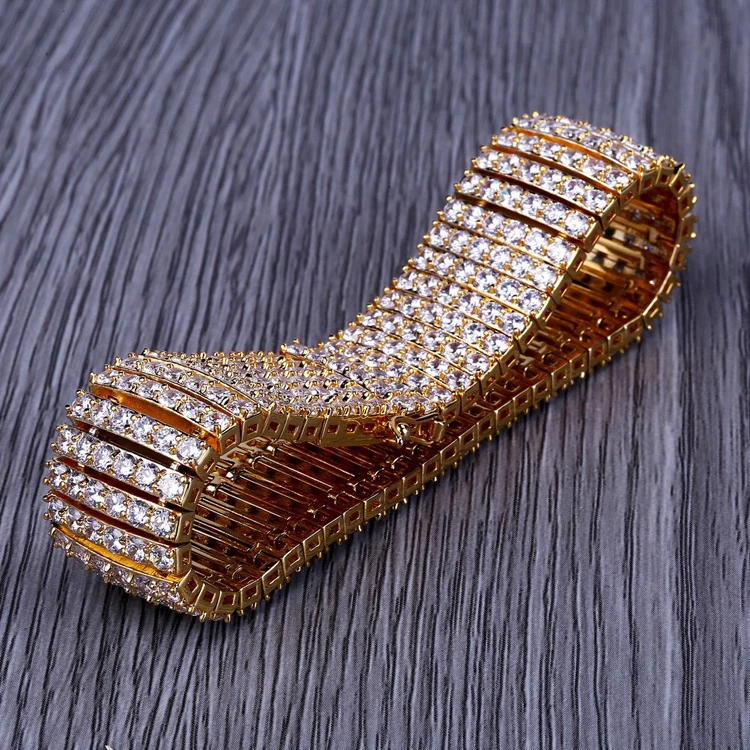 

luxury  gold tennis bracelet jewelry with cz diamond for women