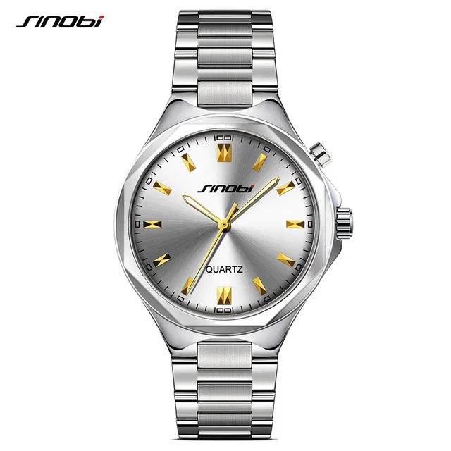 

SINOBI 9382 Fashion Casual Men Analog Quartz Stainless Steel Business Wrist Watches Luxury Elegant Back Light Male Quartz Chrono, 2 colors