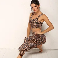 

Yoga Fitness Sport Bra And Yoga Pants Set Leopard Printing Women Activewear Set
