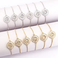 

Fashion Women Jewelry Gold Chain Micro Pave Zircon Letter Bracelet Charm Initail Bracelets