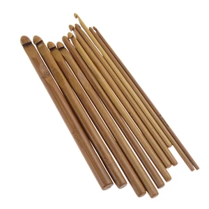 Image of Amazon top seller sewing 15cm 12 wooden knitting tools bamboo needle crochet hook set