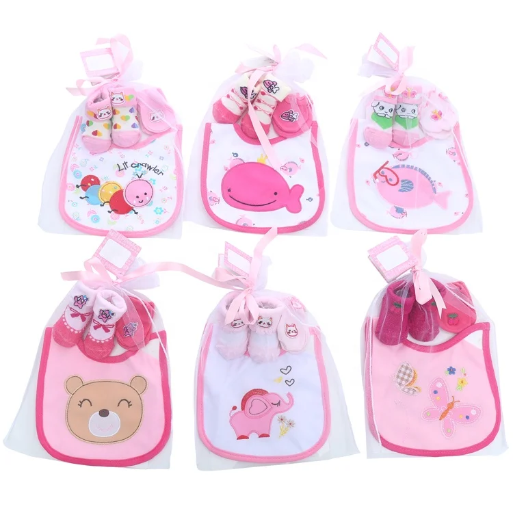 

wholesale newborn girl baby socks with matching mittens and bibs