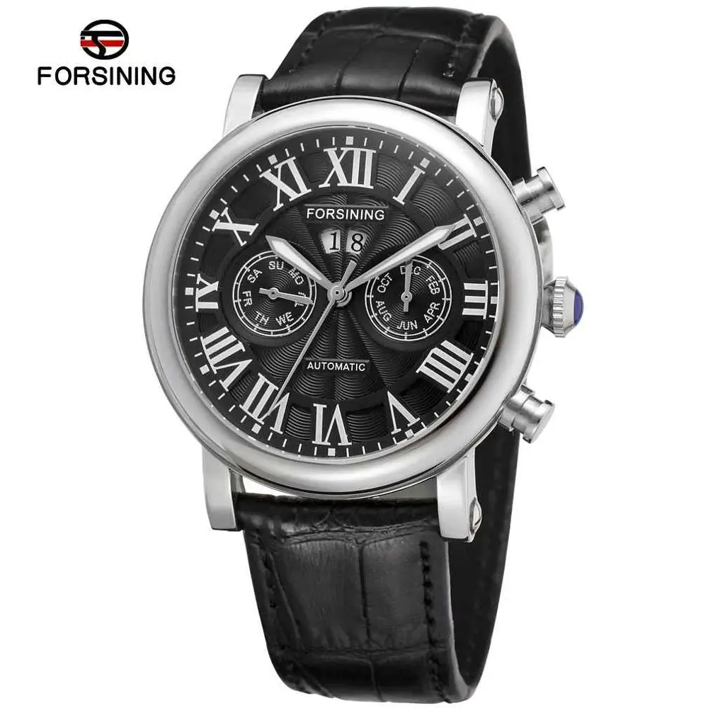 

FORSINING 8072 Luxury Men Automatic Mechanical Watches Classic Genuine Leather Strap Wristwatches, 6 color for choice