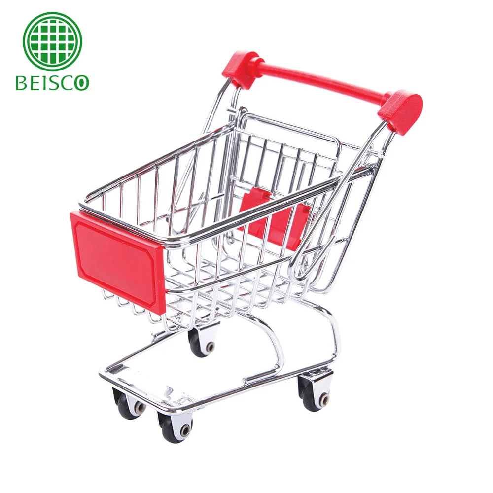 New Design Grocery Trolley Desk Metal Plastic Mini Supermarket Shopping