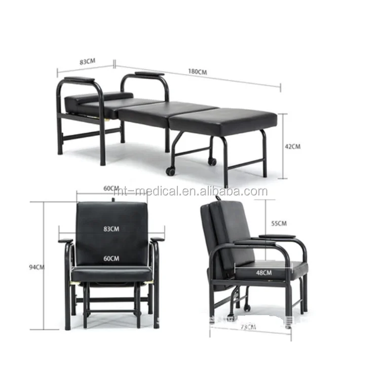 Hospital furniture and medical luxurious folding sleeping accompany chair used for patient room