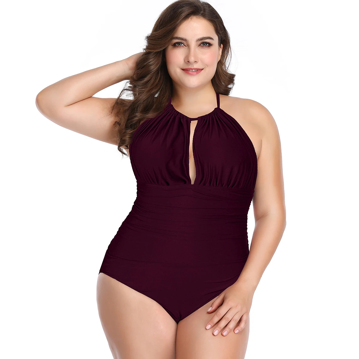 burgundy plus size swimsuit