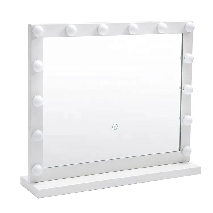 

White Frame Makeup Bulbs Mirror Tabletop Hollywood Mirror