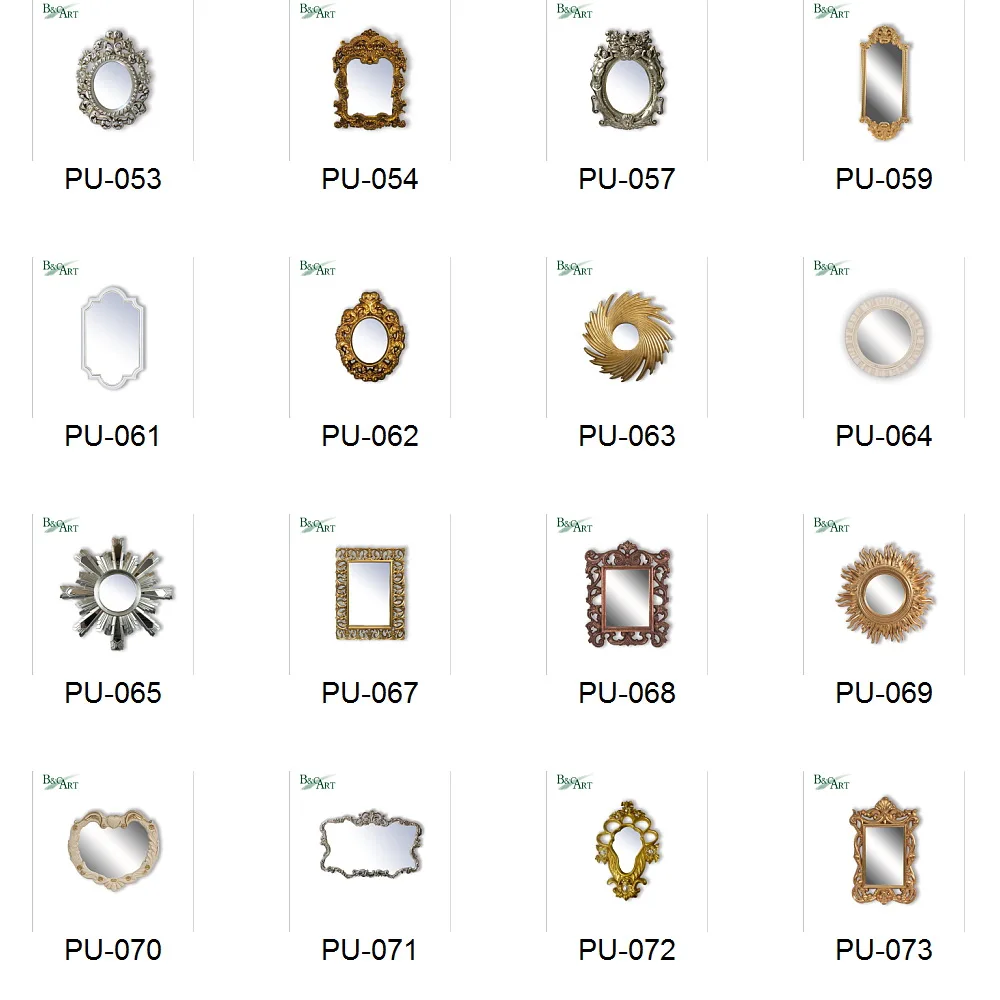 Wholesale Polyurethane Waterproof Glossy Golden Brass Oval Fancy Mirror With Golden Frame Buy