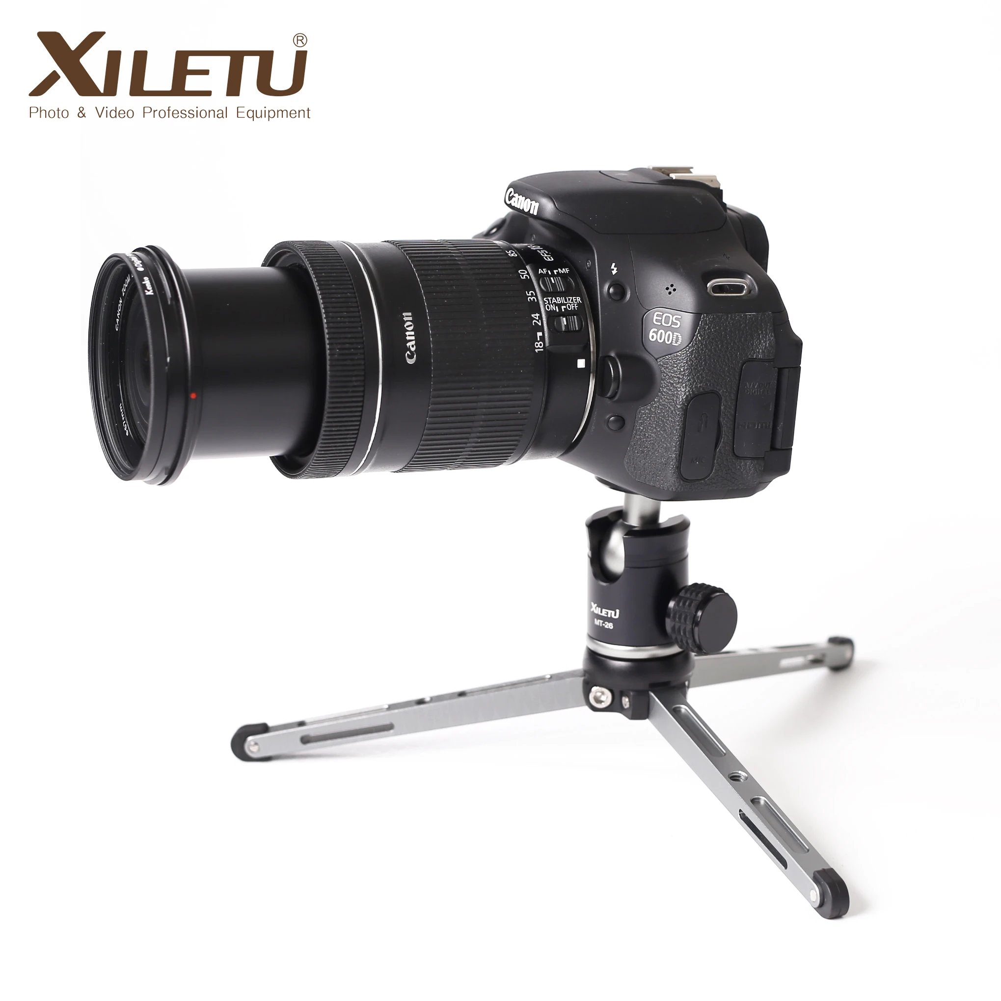 

XILETU MT26+XT15 Mini Desktop Table Top Tripod With Ball Head For DSLR Camera Smartphone iPhone, Black