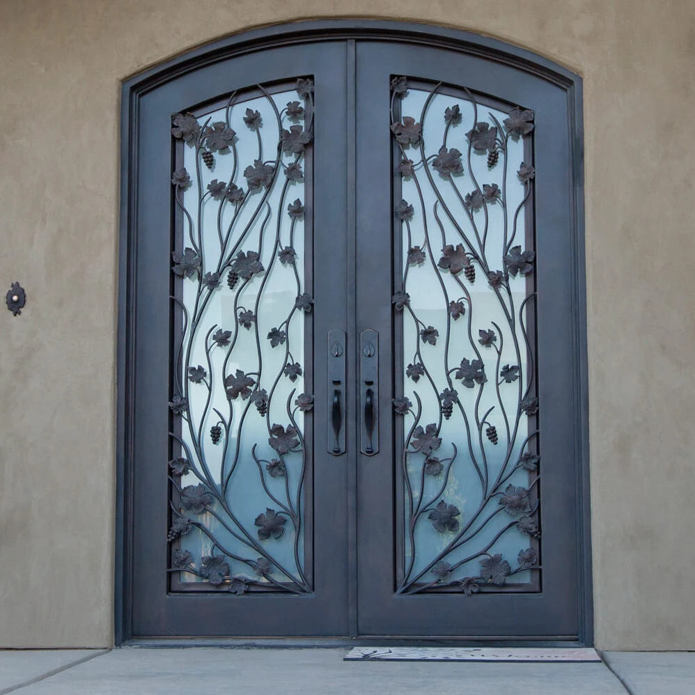 arch top wrought iron front entry double door