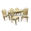 French Vintage Rectangle Dining Table and 6 Chairs Louis XV Style
