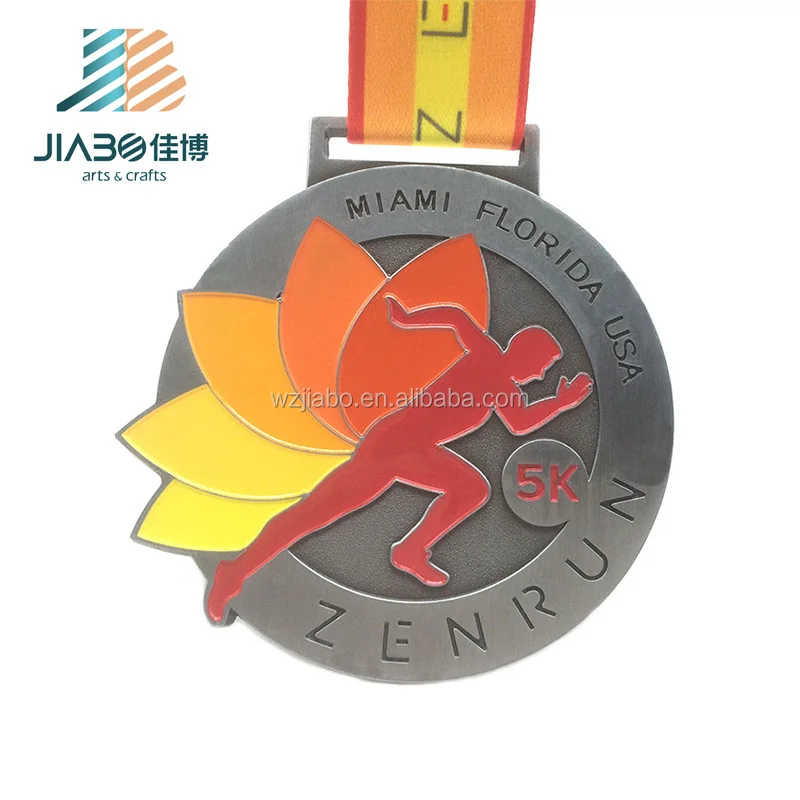 High quality custom made running sports metal medal with ribbon