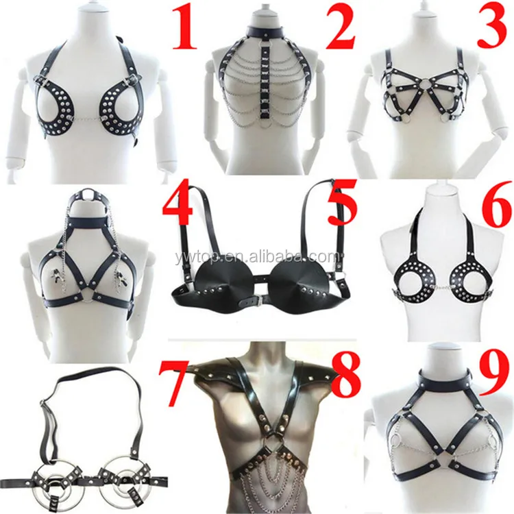 Leather Mature Women Sexy Clubwear Bra Wear Bdsm Breast Harness Strappy Body Caged Bra Buy