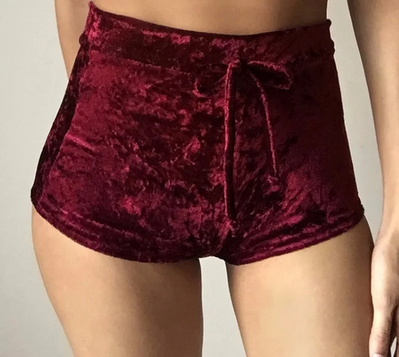 

Women's Soft Stretchy High Waisted Velvet Shorts Sexy Ladies Clubwear Shorts, As the picture