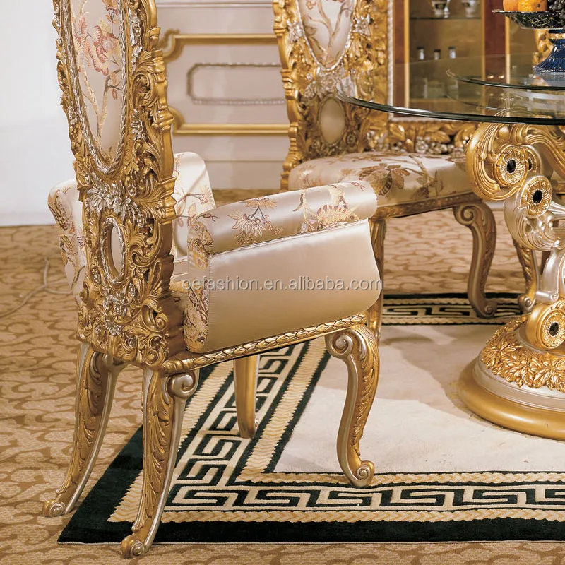 Oefashion Royal Luxury Round Wooden Dining Table With Glass Top