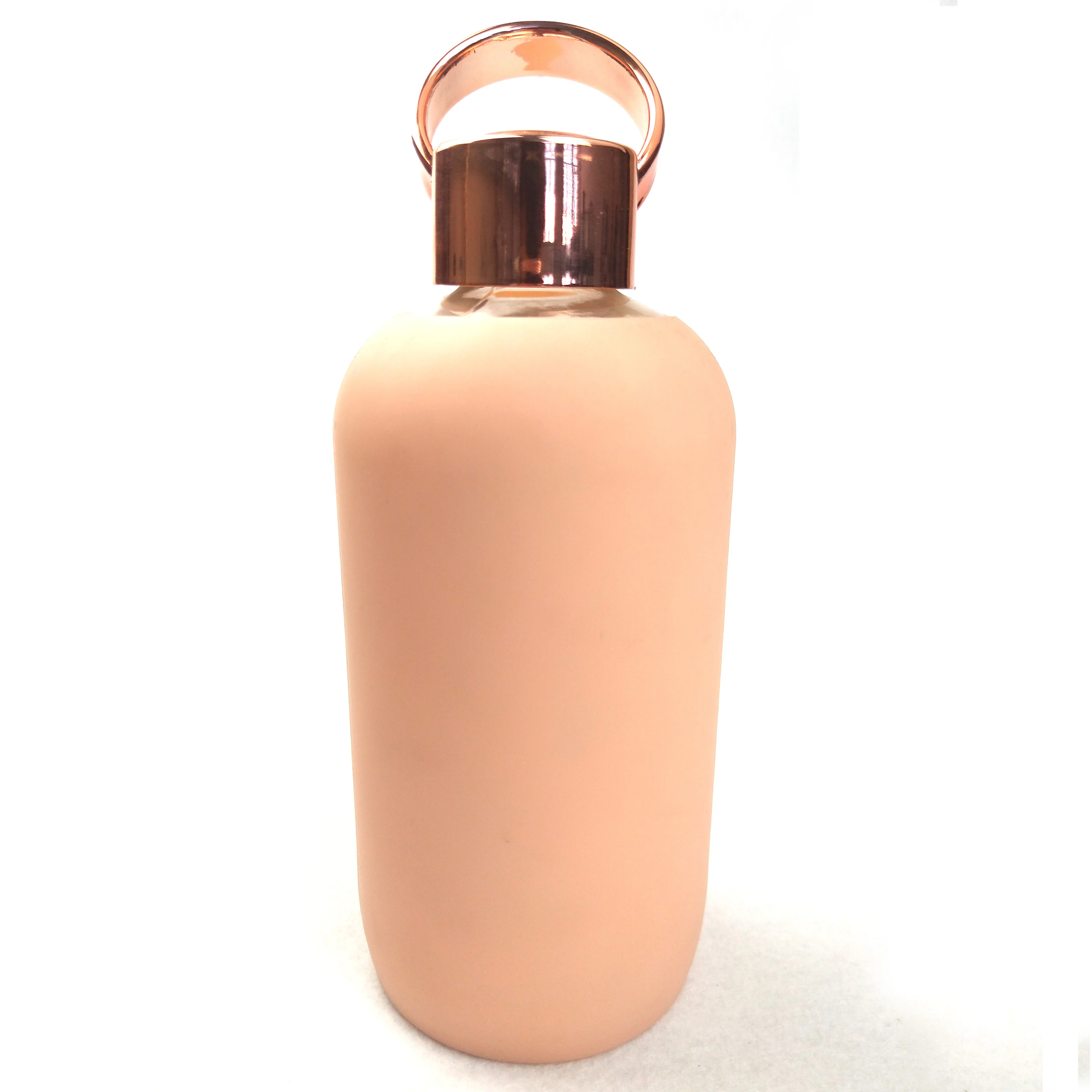 

Wholesale 500ml glass water bottle with pink color silicone sleeve, Clear