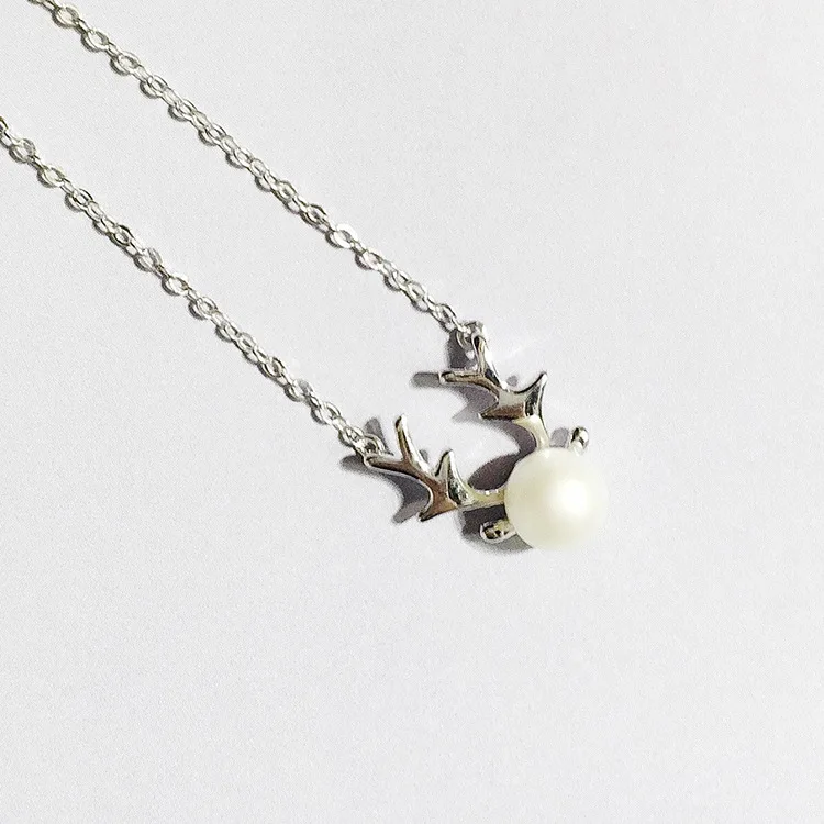 

Natural Fresh Water Pearl Deer Pendant 925 Sterling Silver Necklace