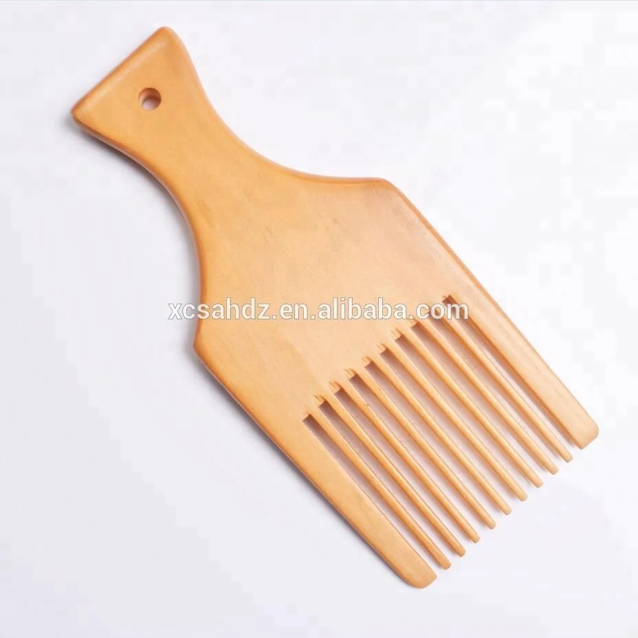 

2018 Newest Wide Teeth Wood Afro Coil Kinky Hair Pick Comb, Customised
