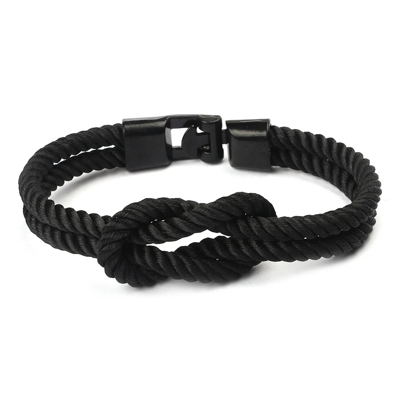 

Black Screw Clasp Braided Rope Bracelet Handmade Rope Bracelet Fashion Bracelet Men jewelry
