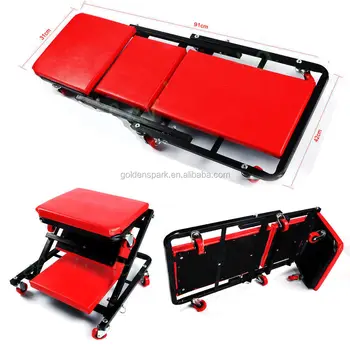 2 In 1 Mechanics Garage Car Workshop Folding Creeper Wheeled Stool