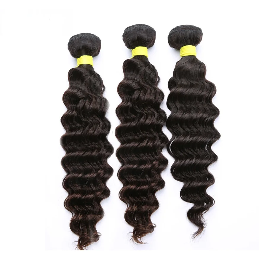 

100% raw unprocessed full thick end deep wave peruvian virgin human hair, Natural black