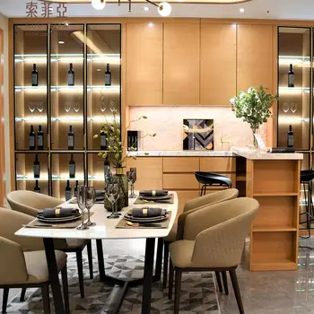 Suofeiya Modern Simple Veneer Wooden Dining Room Wine Bar Display