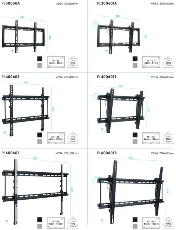 Easy Installing Vesa 400x400 Max Loading 45kg 26"42" Lcd/led/pdp Wall
